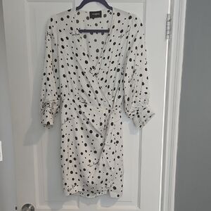 Elegant Polka Dot Wrap Dress